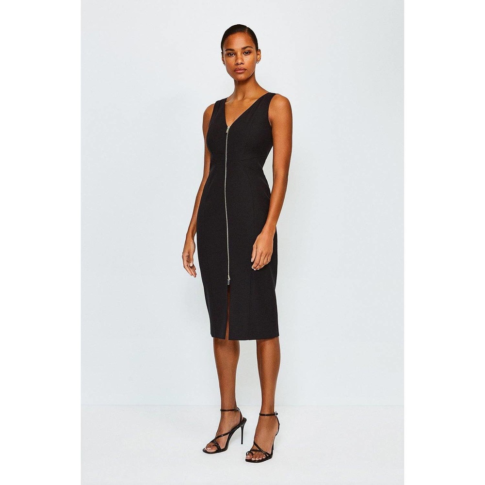 RARE Karen Millen zip front pencil dress in black NWT US 10